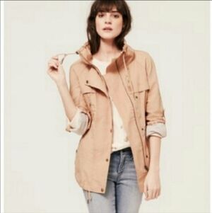 Loft Soft Peach Pink Anorak Utility Jacket Women's Medium M Drawstring Toggle